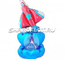 Букет шаров «Сапфировые сердца» и самолет