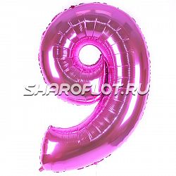 Шар Цифра 9 Розовая 85см