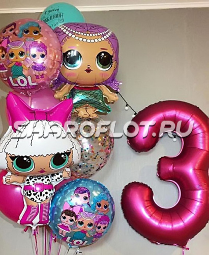 Композиция шаров с девочками Лол