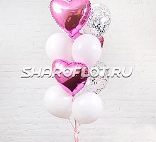 Фонтан из розовых и белых шаров