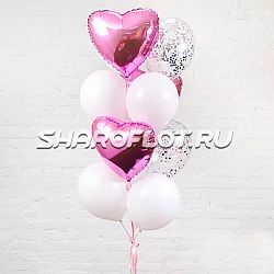 Фонтан из розовых и белых шаров