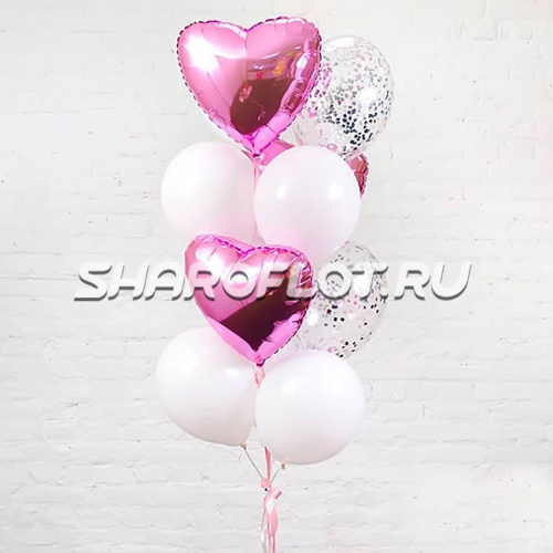 Фонтан из розовых и белых шаров