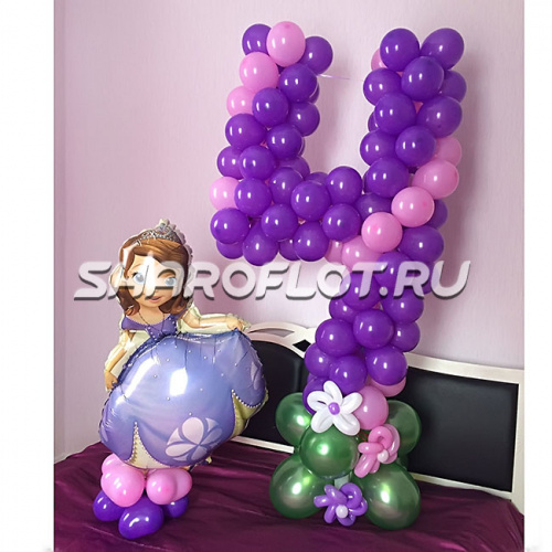 Цифра 4 из шаров 120 см