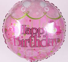 Розовый Круг Happy Birthday 40см