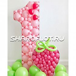 Аэромозайка из шаров единица для девочки