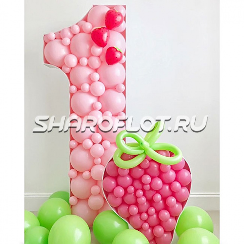 Аэромозайка из шаров единица для девочки