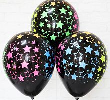 Шарые Черные Неон Звезды 35см