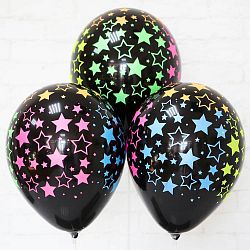 Шарые Черные Неон Звезды 35см