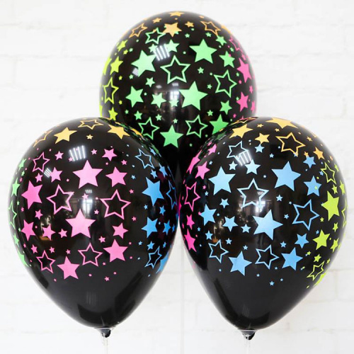 Шарые Черные Неон Звезды 35см