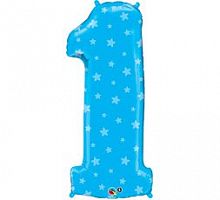 Шар Цифра 1 Ярко-голубая 85см
