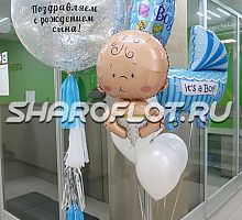 Композиция из шаров на выписку малыша