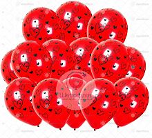 Шары Красные (сердце вензель) 30см