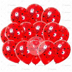 Шары Красные (сердце вензель) 30см