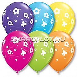 Шары Бабочки Цветочки, 30см