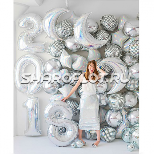 Фотозона с цифрами и сферами 2,5х2,5м