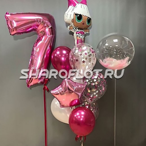 Композиция шаров с куклой Лол