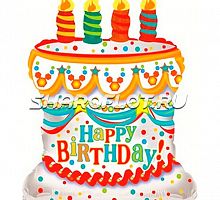 Шар Торт со свечами на День рождения 65см