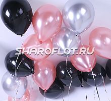 Шары Розовое золото Серебро Черный 30см