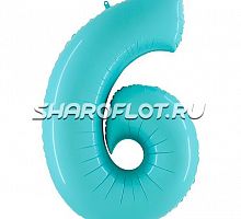 Шар Цифра 6 Голубая пастель 85см