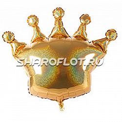 Шар Корона голография (золото) 80см