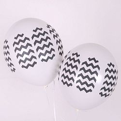 Шары Белые Зигзаг Черный 30см