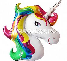 Шар Единорог радужный Голова 75см
