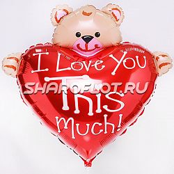 Сердце с мишкой 70см