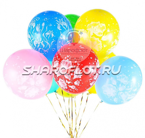 Шары Розы и цветы 30см