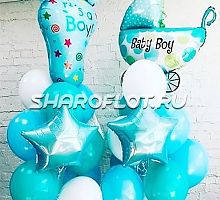 Голубые шарики для выписки из роддома