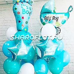 Голубые шарики для выписки из роддома