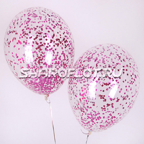 Шары с конфетти Фуксия 30см