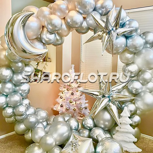 Фотозона из шаров "Зима в серебре" Фотозона из шаров "Зима в серебре"