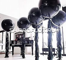 Большой черный шар с тассел гирляндой