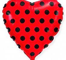Шар Сердце Красное (черный горох) 45см