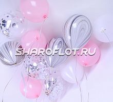 Шарики Серебро Розовый Белый Агат 30см