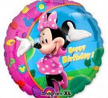 Шар круг Мини Маус Happy Birthday 40см