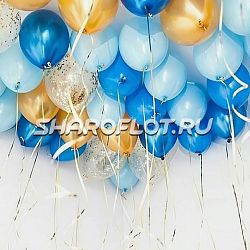 Шары синие, голубые, золотые, прозрачные 30см
