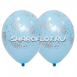 Шары Голубые с серебряным конфетти, 30см