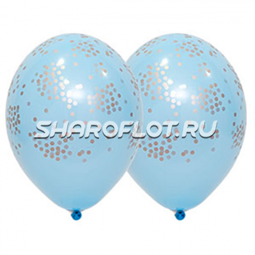 Шары Голубые с серебряным конфетти, 30см