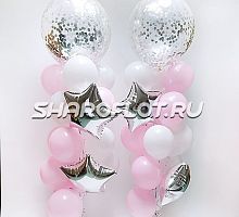 Фонтан с в розово-серебрянном цвете с большим шаром