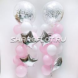 Фонтан с в розово-серебрянном цвете с большим шаром