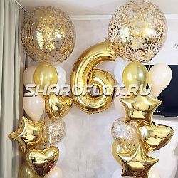 Фонтан из шаров с цифрой 6