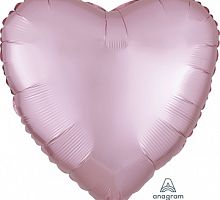 Шар Сердце Светло-розовый сатин 40см