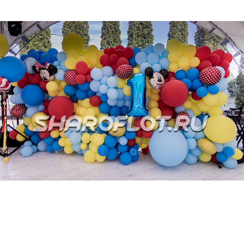 Разноцветная фотозона с микки и минни маусами Разноцветная фотозона с микки и минни маусами