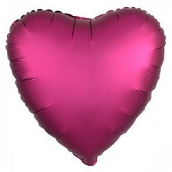 Шар Сердце Гранатовый сатин 40см