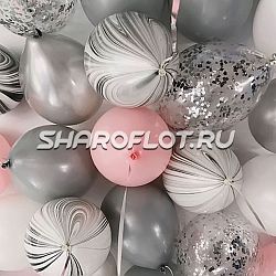 Шары серебряные, розовые, белые, серые 30см