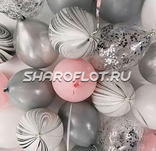 Шары серебряные, розовые, белые, серые 30см