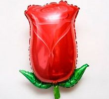 Фигурный шарик из фольги Бутон розы красный