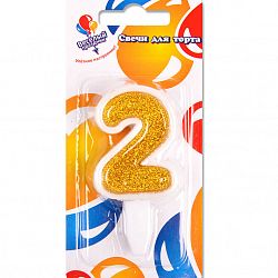 Свеча для торта Золото 2 (5см)