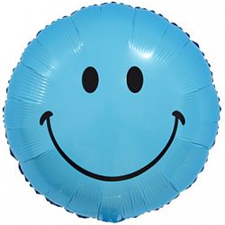 Шар Круг Смайл Голубой 45см